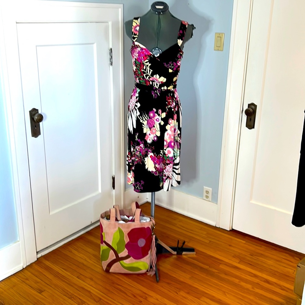 NWT Elie Tahari Camden 100% Silk Wrap Dress Large | Wedding Guest Cocktail Party